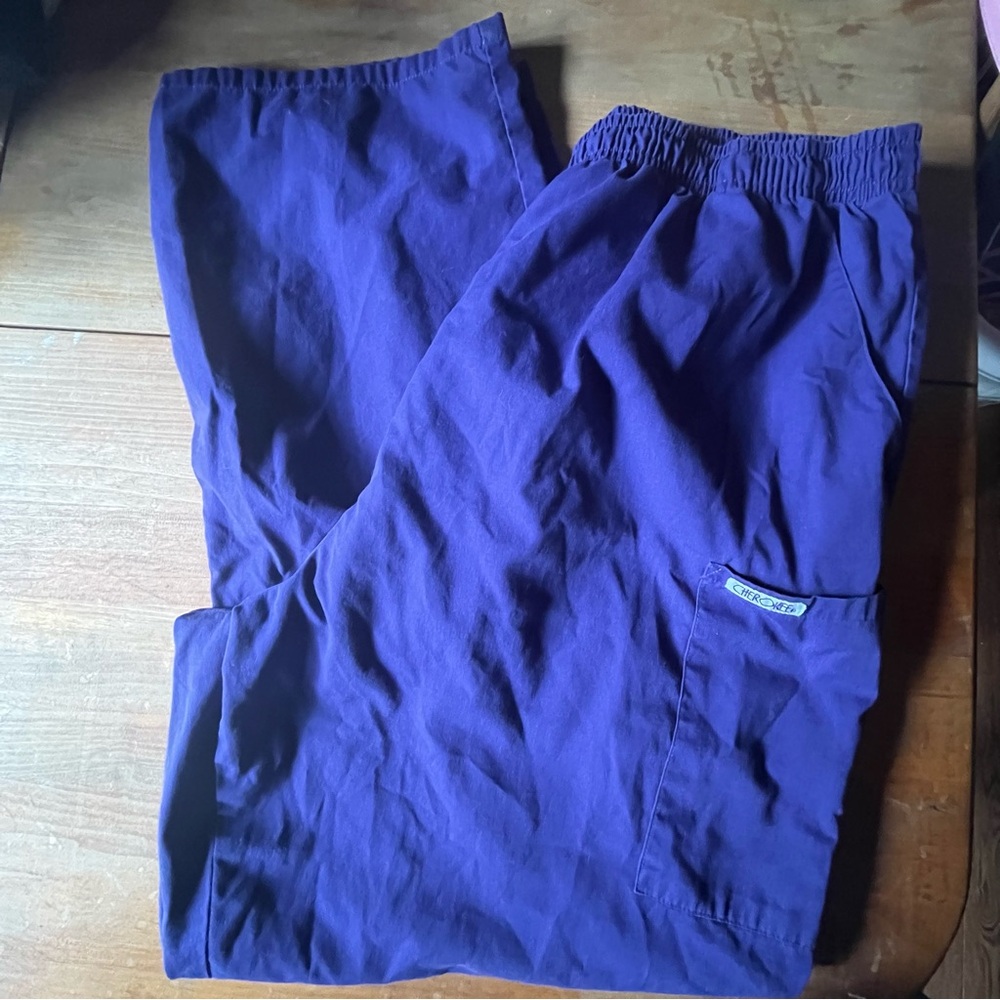 Cherokee Scrub Pants Womens Size XL Purple Cargo Pockets